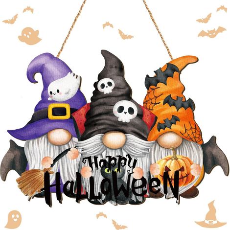 Panneau D'accueil Halloween - Panneau En Bois Avec Crochet Pour Guirlande - Décoration Intérieure Et Extérieure Pour Porte D'entrée, Porche Ou Jardin - 1 Pièce (1/5)