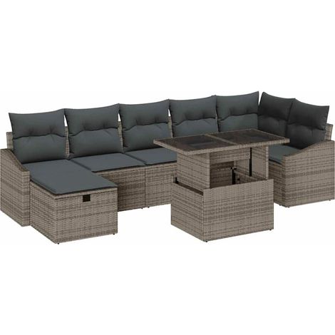 Maison Exclusive - Set Divano da Giardino 8 pcs Grigio polyrattan