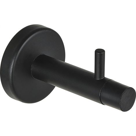 Wandtürpuffer mit Haken, Länge 82 mm, Stahl schwarz matt (1/2)