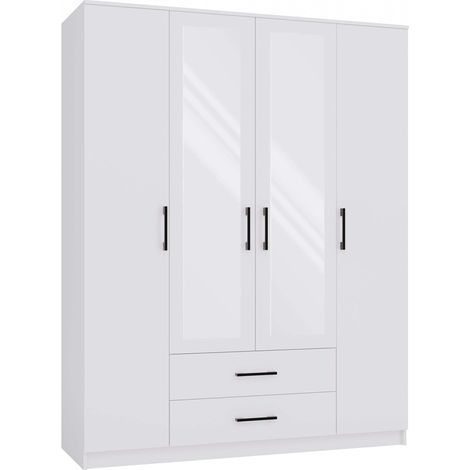 Armario moderno con espejo, blanco, espacioso - Perfecto para un dormitorio (1/5)