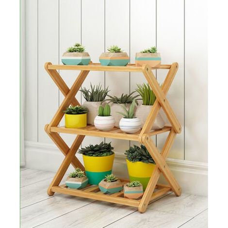 Étagère à chaussures 3 niveaux en bambou, pliable, idéale pour maison, salon et balcon, longueur 40 cm (1/3)