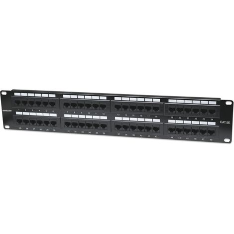 Pannello Patch UTP 48 Posti RJ45 Cat. 5E Nero, 2U - INTELLINET (1/5)