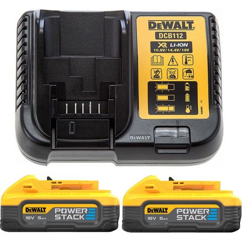 DeWalt DCBP518H2-XJ 18v 5.0ah Compact Powerstack Battery Packs + DCB112 Charger (1/5)