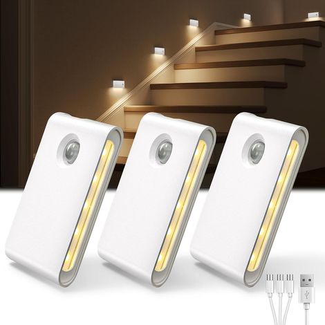 CCYKXASet of 3 motion-activated night lights for indoor stairs, 700mAh rechargeable, magnetic, and dimmable. Portable night light for (1/5)