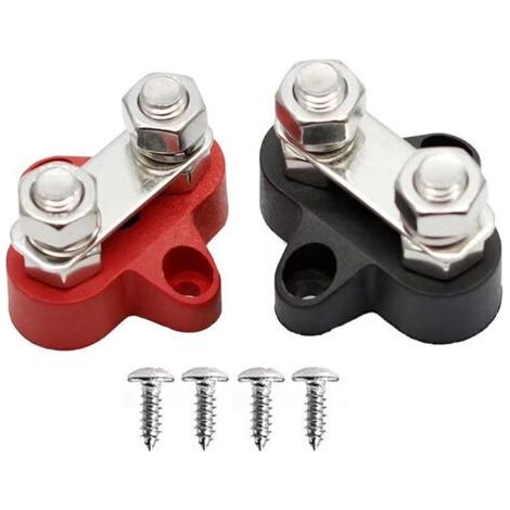 QORVA-Lot de 2 barres de bus M8, batterie busbar, blocs de bornes de batterie, boulons de raccordement, 4 vis de fixation, barres collectives, bloc de distribution Busbar pour caravanes, camions solai (1/5)