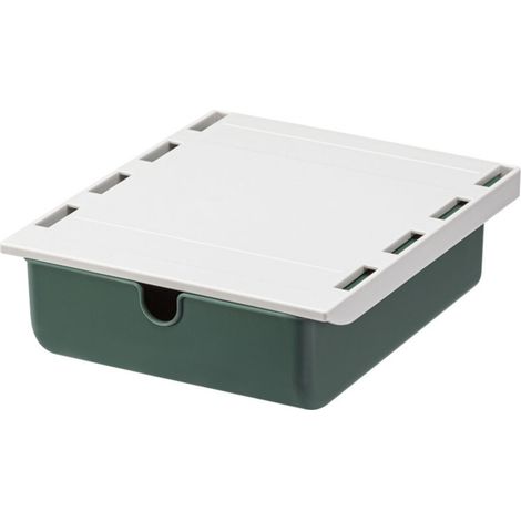 (Vert) Sous le Tiroir de Bureau, Tiroir de Rangement Tiroir Caché, Organisateur de Bureau, Tiroir Sous Table Sans Poinçon, Organisateur de Tiroir Auto-adhésif pour Bureau, Maison, (1/5)
