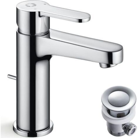 Robinet Salle de Bain avec Tirette, Mitigeur Monocommande pour Lavabo, Hauteur de Bec 112mm, Robinet Hochdruck Économiseur d’Eau, Waschtischbatterie incluant Accessoires et Drain (1/5)