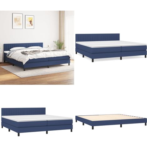 Boxspringbett mit Matratze Blau 200x200 cm Stoff - Boxspringbett - Doppelbett - Blau - Bettrahmen - Matratze - Home & Living