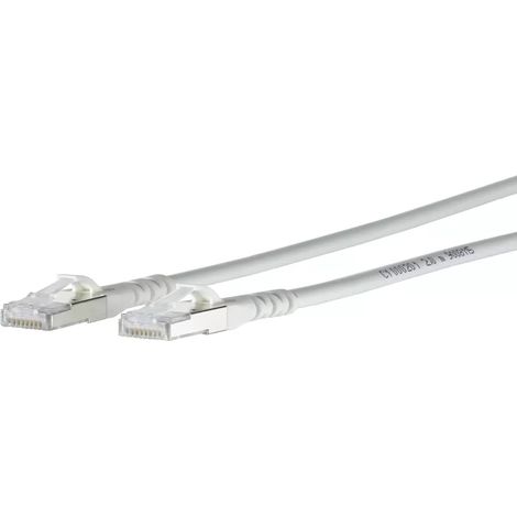 Metz Connect 1308450588-E RJ45 Netzwerkkabel, Patchkabel CAT 6a S/FTP 0.50 m Weiß mit Rastnasenschut (1/2)