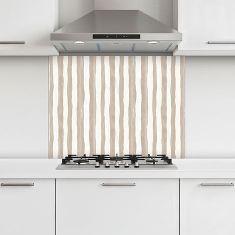 CRÉDENCE CUISINE Minimaliste - Rayures - Beige 80x60 cm