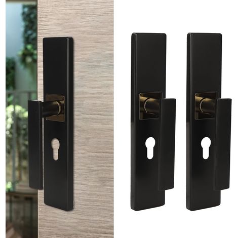 Serrure de porte de chambre style européen, poignée de porte de salle de bain style américain en bois massif noir, serrure de porte silencieuse pour la maison C29 noire et dorée (1/5)