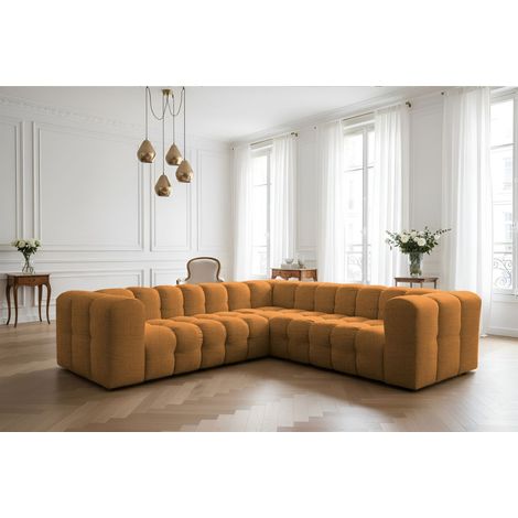 Ecksofa Designersofa SOLVIE XS in Stoff Moly Orange Seite Universal