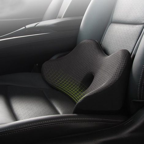 Coussin de soutien lombaire pour voiture – Coussin de siège auto – Coussin de siège auto adulte – Coussin lombaire – Forme en coin – Convient à différents modèles de voitures – Fibre de polyester – No (1/5)
