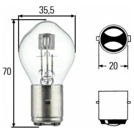 AMPOULE HELLA S2 35/35 W 12V BA20D (BULBA)