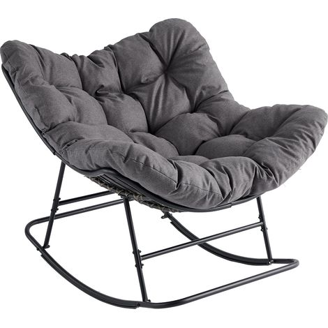 GARVEE - Fauteuil Papasan suspendu œuf avec coussin, pour jardin et balcon, jusqu'à 204 kg(Gris) (1/5)