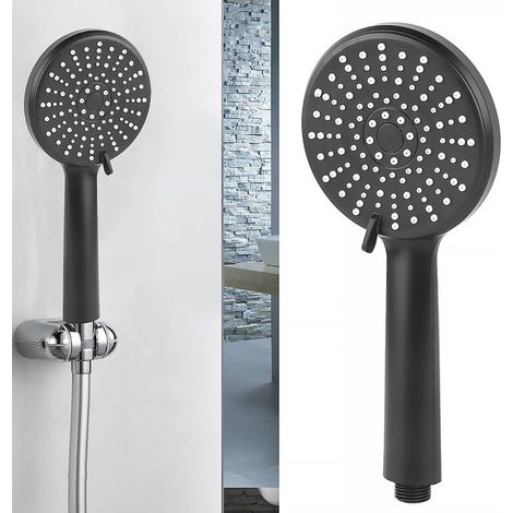 Hochdruck-Wasserspar-Duschkopf, verstellbarer Duschkopf fürs Badezimmer, wassersparender Duschkopf, 5-stufige Hochdruck-Handbrause, Schwarz, Tokaneit (1/4)