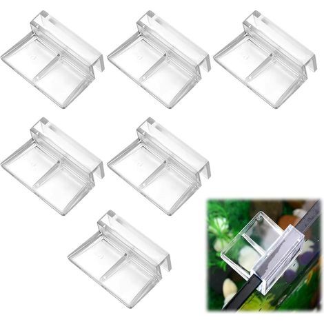 Clips de Protection en Verre pour Aquarium,Support D'aquarium Acrylique,Clips pour Couvercle D'aquarium,Clips de Support D'aquarium,Support D'aquarium,Clair Support D'aquarium 6 Pièces 6mm (1/5)