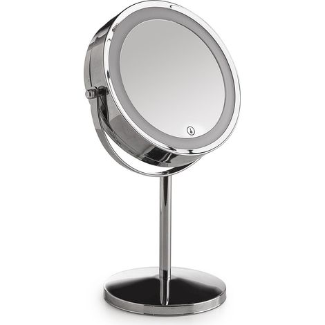 Specchio Ingranditore Bifacciale 5X Con Luce Led Cromato  Gemma