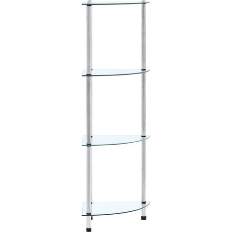 Regal mit 4 Ablagen Transparent 30x30x100 cm Hartglas (1/5)