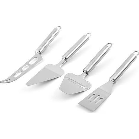 4-teiliges Edelstahl-Set: Pizzaschieber, Kuchenschieber, Dreieckschieber, Käseschieber, Backutensilien (1/5)