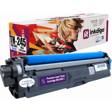 Tóner Inkdigo TN245C compatible con Brother DCP-9015CDW HL-3140CW, certificado por TÜV. (1/5)