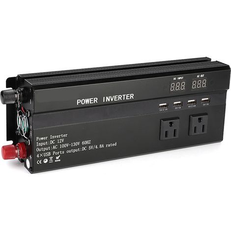 Convertisseur de puissance voiture 900W DC 12/24V vers AC 110V avec chargeur USB et écran LCD (1/3)