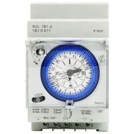 Interrupteur horaire bidirectionnel 24h Rail DIN – Réserve de marche 200h – Alimentation 110-230V – Automatisation appareils électroménagers - SUL 181 D (1/5)