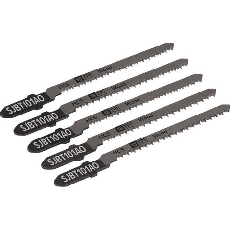 Sealey SJBT101AO Jigsaw Blade for Hard Wood 83mm 18tpi - Pack of 5