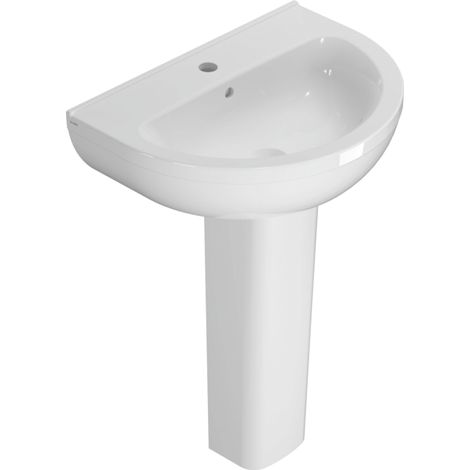Lavabo in ceramica 60x45 cm Globo Grace GRN60BI  Bianco - Ceramica - Con colonna a terra