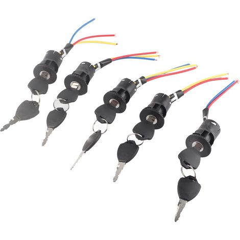 5 Jeux de Serrure Électrique pour Vélo et Scooter, Interrupteur à Clé d'Alimentation (1/5)
