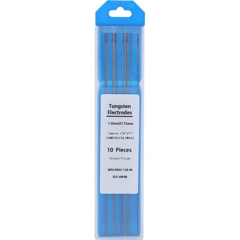 Lot de 10 électrodes TIG WES, pointes violettes, aiguilles de soudure 1,0 x 175 mm, accessoires professionnels. (1/5)