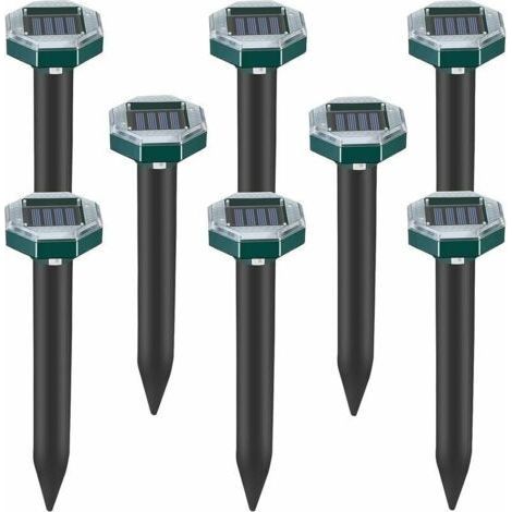 Lot de 8 pics repulsifs a ultrasons pour taupes, serpents et campagnols a energie solaire pour pelouse, jardin et cour, repulsif a sardines (1/5)