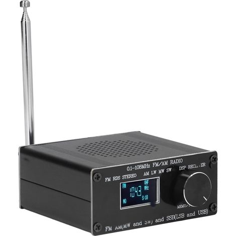 Récepteur radio portable ATS-60, plage 0.1‑108 MHz, FM/AM/SSB, batterie rechargeable intégrée, réception complète toutes fréquences (1/5)