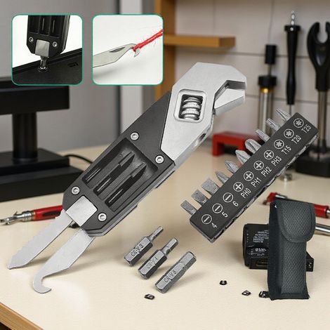 Clé à Molette Réglable en Acier Inoxydable, Clé Allen Pliable Multifonction avec Vis – Outil de Bricolage et Réparation pour Maison et Atelier (1/3)