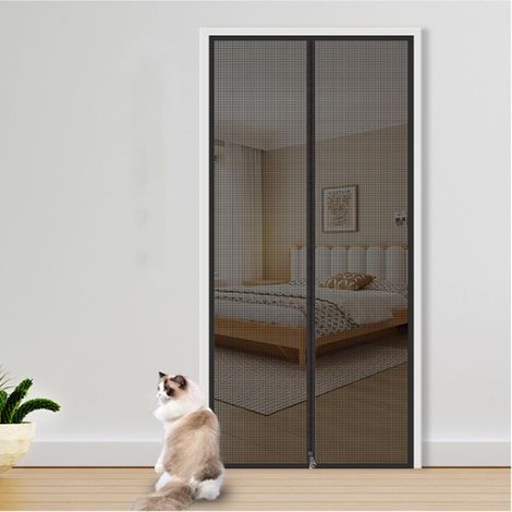 Porte moustiquaire renforcée pour Chat,Résistante aux Animaux domestiques,avec Fermeture éclair,Empêche Les Chiens et Les Chats de Sortir de la Maison,Blanc 90x210 cm (1/5)