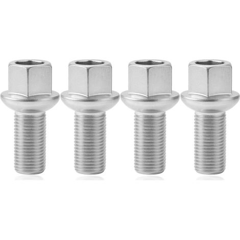 4x Boulons de Roue M14x1.5x27 mm Zingués en Acier Allié 40Cr, Boulons de Roue SW17 avec Siège à Rotule, Revêtement Antirouille A/G, Compatibles avec Jetta Golf/Bora/Sharan/Touran/Passat/Scirocco (1/5)