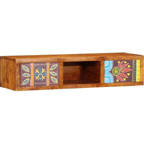 Meuble TV mural Meuble de rangement - multicolore 100x30x22 bois massif d'acacia fr2689 - Maison La Vie