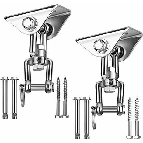 Gancho de techo de alta calidad fabricado en acero inoxidable SUS304, giratorio 360°, 4 tornillos de montaje para hormigón y madera, conjunto de hamaca de yoga y silla colgante, dos piezas (1/5)