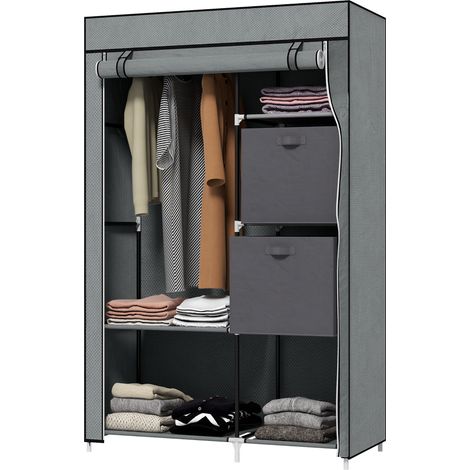 Armoire en tissu pliable 1 tringle 6 étagères grise 102 x 42,5 x 162,5 cm