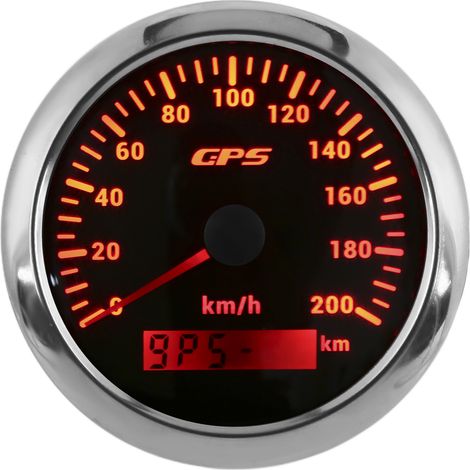 Compteur de vitesse GPS 3,3 pouces, 0-200 km/h, rétroéclairage, étanche IP67, pour voiture, bateau, yacht, disque noir (1/5)