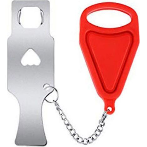 deux Butoirs De Porte De Verrouillage De Porte Portables Rouges Sont Utiliss Dans Les Htels, Les Voyages, Les Maisons, Les Appartements Et Les Col (1/5)