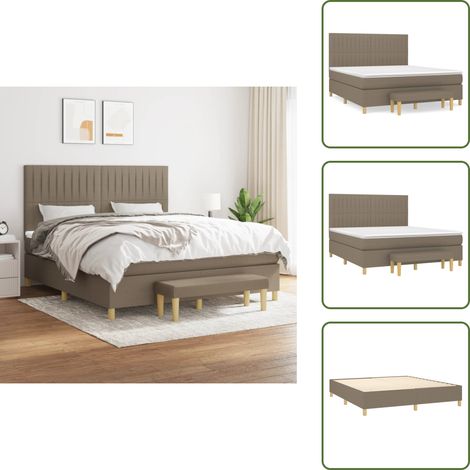 The Living Store Boxspringbett mit Matratze Taupe 160x200 cm Stoff - Boxspringbett - Doppelbett - Bettenrahmen - Matratze - Tapete (1/5)