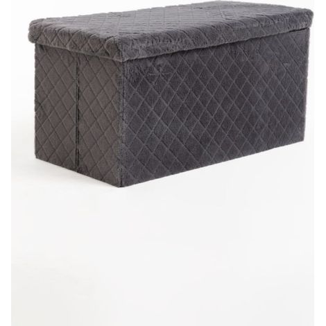 Pufs y reposapiés - Puff Almacenaje Dico 76 cm Terciopelo - Gris (1/5)