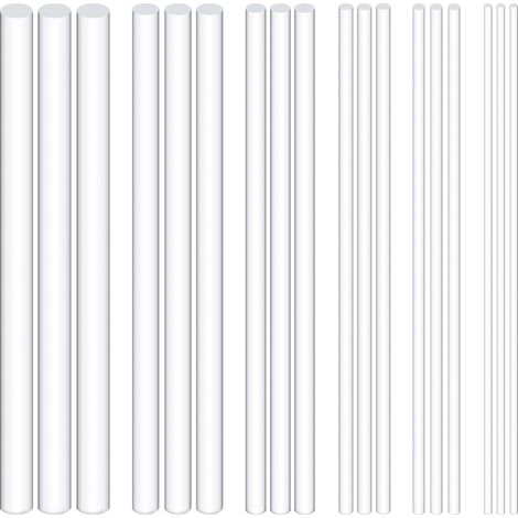 Sweet Lot de 30 tiges rondes en acrylique blanc de 3 à 10 mm, millimètre, barres rondes solides en acrylique transparent pour modélisme, loisirs créatifs (1/5)