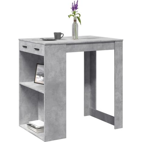 Table de bar gris béton 102x70x103,5 bois d'ingénierie (1/5)