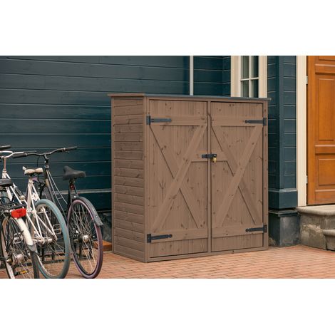 Abri de jardin en bois imprégné 149x78x164 cm – Étagères ajustables – Panneaux pré-construits – Toit étanche avec feutre (1/4)