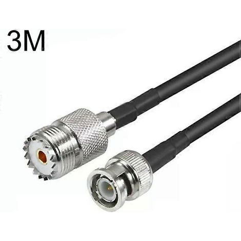 Câble adaptateur coaxial BNC mâle vers UHF femelle - 3 m RG58, (1/2)
