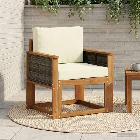 vidaXL Outdoor Middle Sofa Solid Acacia Wood Natural