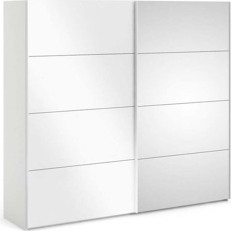 Dmora - Guardaroba 2 ante Eloina, Mobile camera da letto, Cabina armadio portabiti, Armadio appendiabiti, 243x61 h220 cm, Bianco lucido