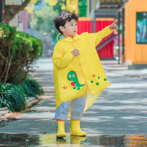 Poncho imperméable Little Deer Milly pour enfants, jaune, taille M, convient aux enfants mesurant entre 90 et 100 cm. Idéal pour les garçons et les écoliers. (1/5)